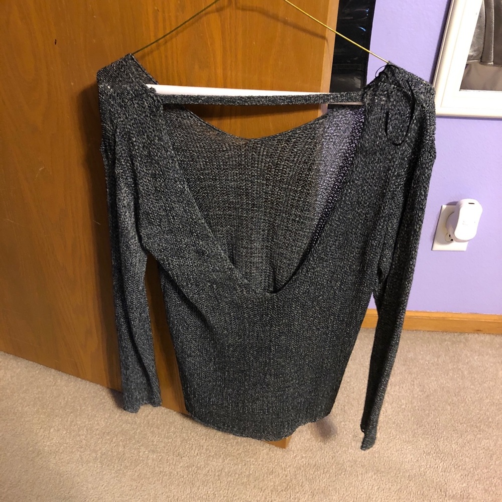 Open back gray sweater